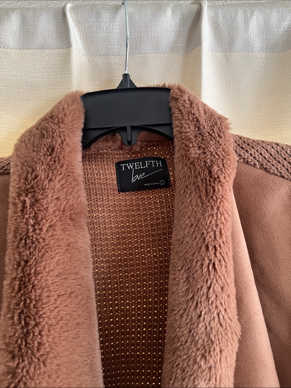 Twelfth Love Faux-Suede Draped Cardigan - Brown - Picture 3 of 15